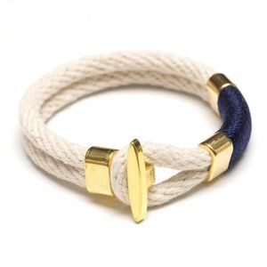 Womens Allison Cole Cambridge Bracelet - Ivory/Navy/Gold SZ Small, NWOT